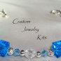 Aqua cube bead w Swarovski crystal element bracelet jewelry Kit ALL inc EZ heart