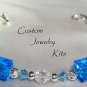 Aqua cube bead w Swarovski crystal element bracelet jewelry Kit ALL inc EZ heart