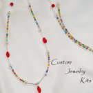 multicolor red bead lanyard tag holder adult jewelry bead kit 36" all incTEACHER