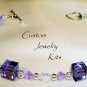 lavender cube bead w Swarovski crystal elements bracelet bead jewelry supply Kit