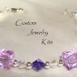 lavender cube bead w Swarovski crystal elements bracelet bead jewelry supply Kit