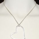 simple silver plated heart pendant on chain necklace great alone or layered
