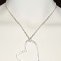 simple silver plated heart pendant on chain necklace great alone or layered