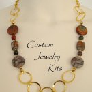 Picasso Jasper stone beads & gold hoop necklace Adult jewelry Kit EZ ins