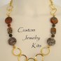 Picasso Jasper stone beads & gold hoop necklace Adult jewelry Kit EZ ins
