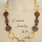 Picasso Jasper stone beads & gold hoop necklace Adult jewelry Kit EZ ins