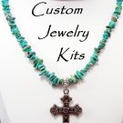 Turquoise with Large Silver Plated Cross Adult Necklace Kit ALL incl EASY