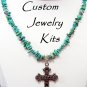 Turquoise with Large Silver Plated Cross Adult Necklace Kit ALL incl EASY