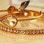 gold crystal bangle bracelet set of two crystal infiniy & large pear shape PAIR