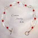 clear crystal red coral hoop adult bracelet jewelry bead craft kit all incl EZ