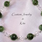 dark green Russian Jade w Swarovski elements adult bracelet supply craft kit EZ