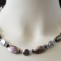 natural abalone blue quartz natural silver plated accented 17" handmade necklace