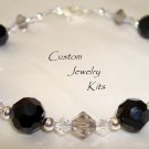 opaque black & smoky crystal adult bracelet supply kit w Swarovski elements