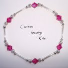 fuscia crystal stretch bracelet bead kit w Swarovski elements great layered