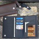 Black 100% Genuine Leather USA handmade Biker Trucker ID Card Wallet w/ Chain