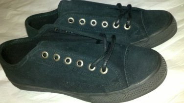 Ed Hardy Gas Leak Shoe Women Black Suede Metal Eyelets