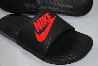 Nike Swoosh Benassi Men Slide Sandal Phylon Black Challenge Red 343880-060 NIB