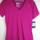 Nike Womens Performance Short Sleeve V-Neck Violet Slim Tee Dri-Fit 450725-513