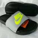 Nike Swoosh Benassi Solarsoft Gray Volt Black Slide Sandal  Comfortable Kids