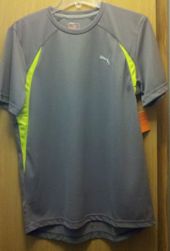 Puma Steel Grey Lime Green Punch Training Shirt Polyester New MSRP $25