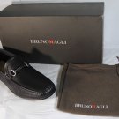 Bruno Magli Giapo Men Designer Black Leather Driving Moccasins Shoes Calf $365
