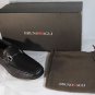 Bruno Magli Giapo Men Designer Black Leather Driving Moccasins Shoes Calf $365