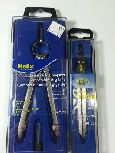 Helix Giant Metal Bow Compass 13 cm (20081) and 5" Divider New Made in Italy