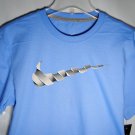 Nike Hazard Swoosh Logo Tee Shirt 100% Cotton Treasure Blue 634768-419 Metal