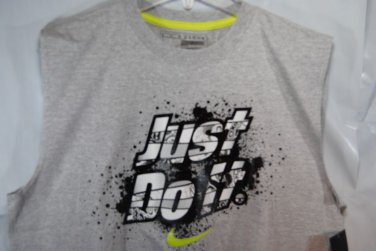 Nike Sleeveless Shirt Just Do It Muscle Tee 100% Cotton 711232-039 Heather Gray