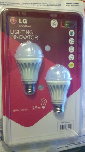 2X Two LG LED Bulbs 7.5 W 485 Lumen 120V E26 3000K A19 Warm White 20 Year Warran