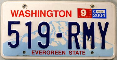 2004 Washington License Plate (519-RMY)