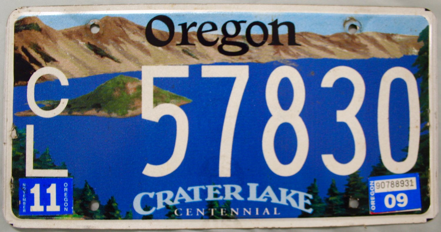 2009 Oregon Crater Lake Centennial License Plate (CL 57830)