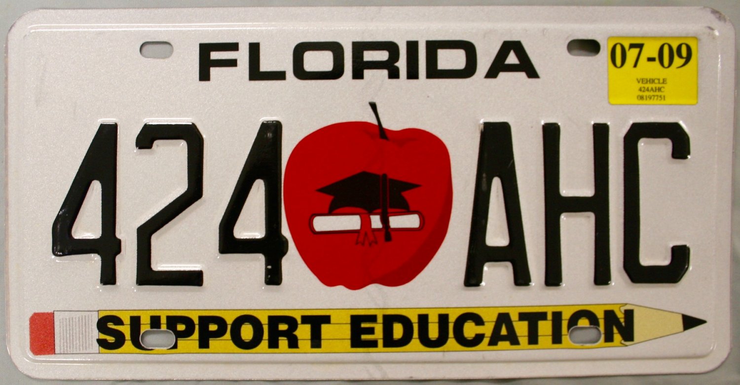 2009 Florida Support Education License Plate (424 AHC)