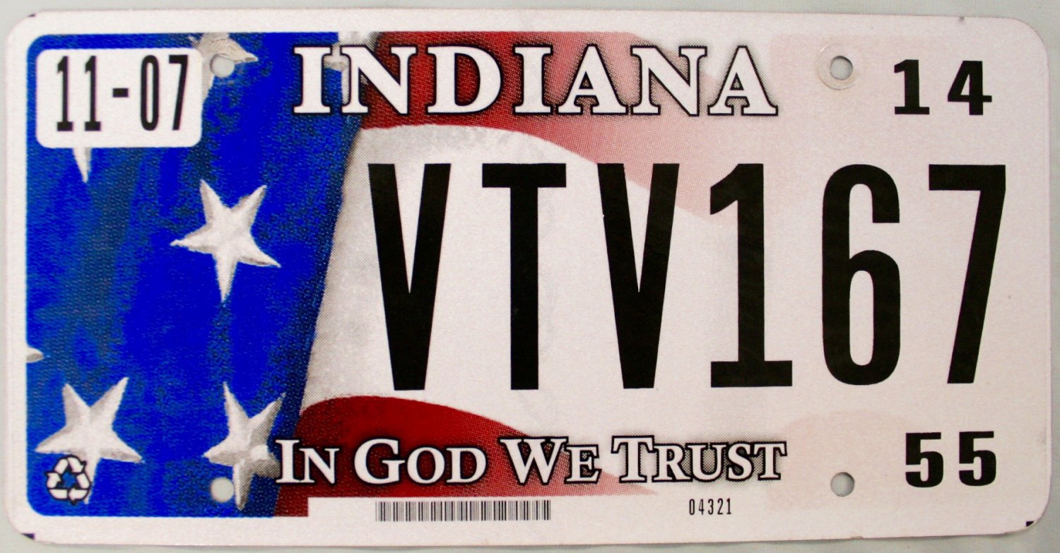 2014 Indiana In GOD We Trust License Plate (VTV167)