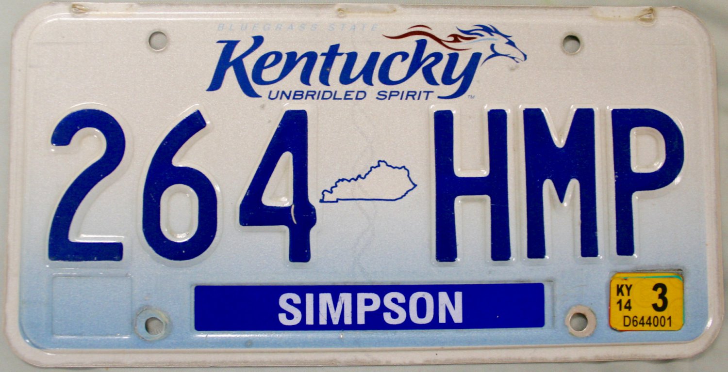 2014 Kentucky License Plate (264 HMP)