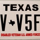 Texas Disabled Veteran U.S. Armed Forces License Plate (DV V5F5) Texas Disabled Veteran U.S. Armed Forces License Plate (DV V5F5)