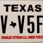 Texas Disabled Veteran U.S. Armed Forces License Plate (DV V5F5)