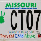 2001 Missouri Prevent Child Abuse License Plate (CTO738)