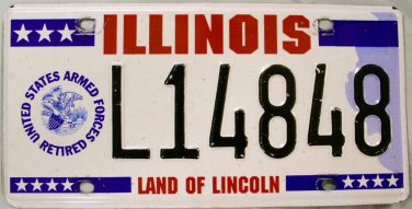 Illinois U.S.Armed Forces Retired License Plate (L14848)