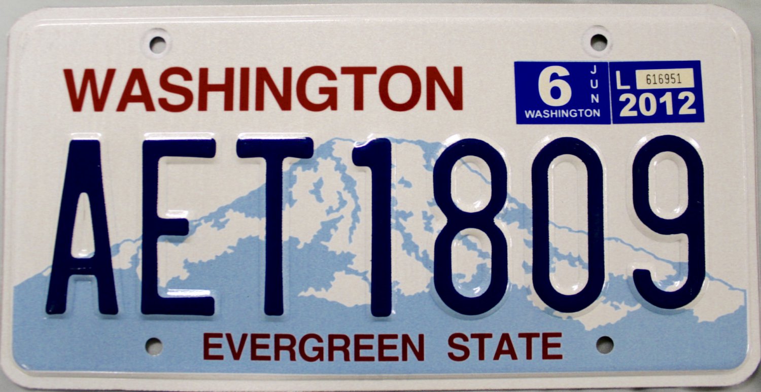 2012 Washington License Plate (AET1809) .