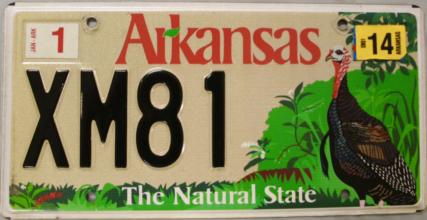 2014 Arkansas Game and Fish Wild Turkey License Plate (XM81)