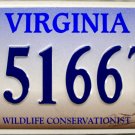 2002 Virginia Wildlife Conservationist License Plate (5166TK)