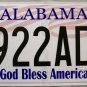 2014 Alabama God Bless America License Plate (6922AD2)