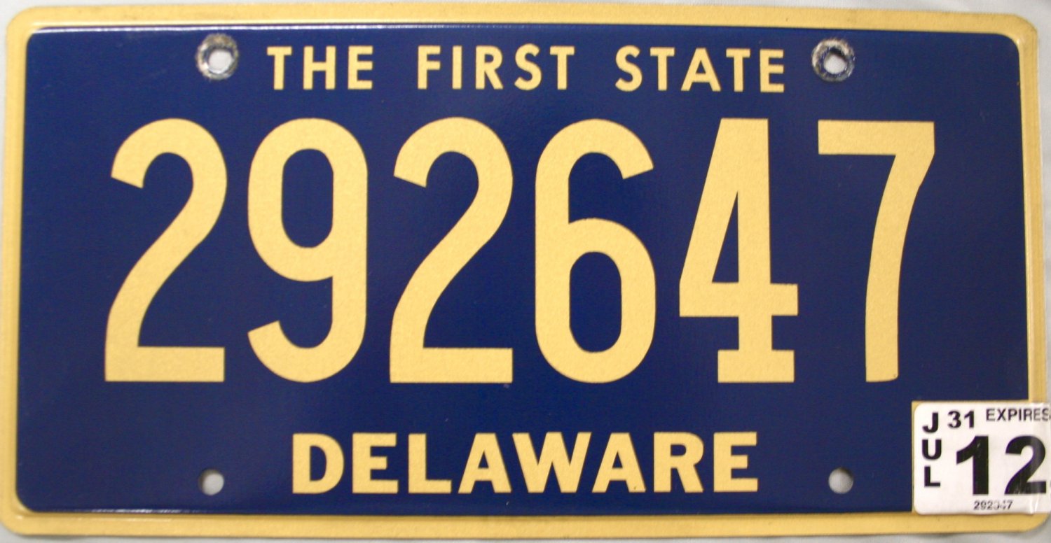 2012 Delaware License Plate (292647)