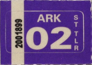 Arkansas: ST Trailer Plate Year Sticker (2002)