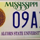 Mississippi: Alcorn State University License Plate (09A32)
