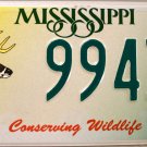 2002 Mississippi Conserving Wildlife - Deer License Plate (9943 WD)