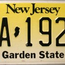 New Jersey License Plate (JA 192W)