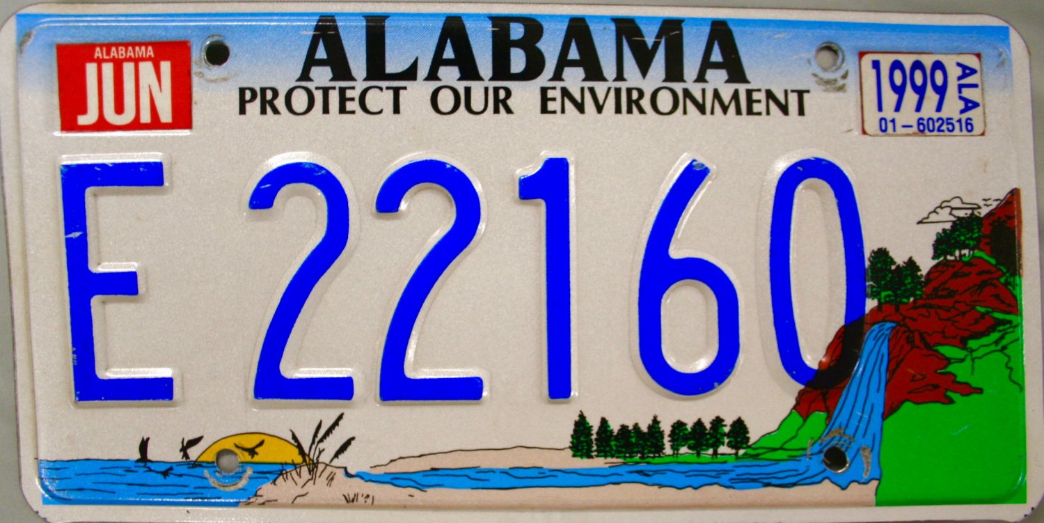 1999 Alabama Protect Our Environment License Plate (E22160)