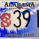 2016 Alabama Active Reserve License Plate (39HL)